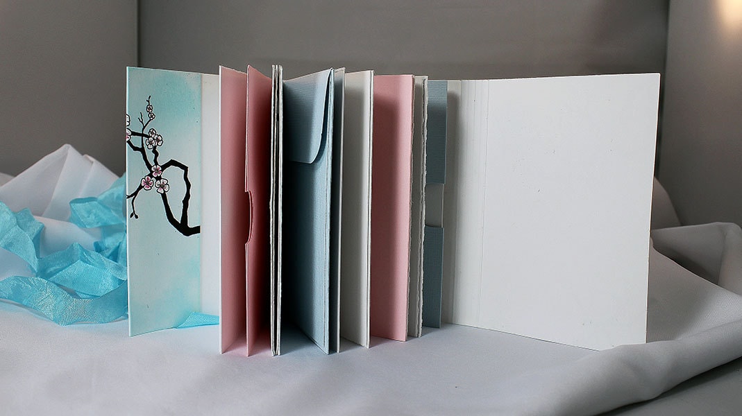 Handmade Cherry Blossom Mixed Media Travel Journal