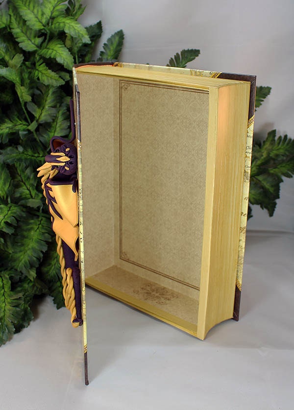Handmade Purple and Gold Dragon on a Hollow Book