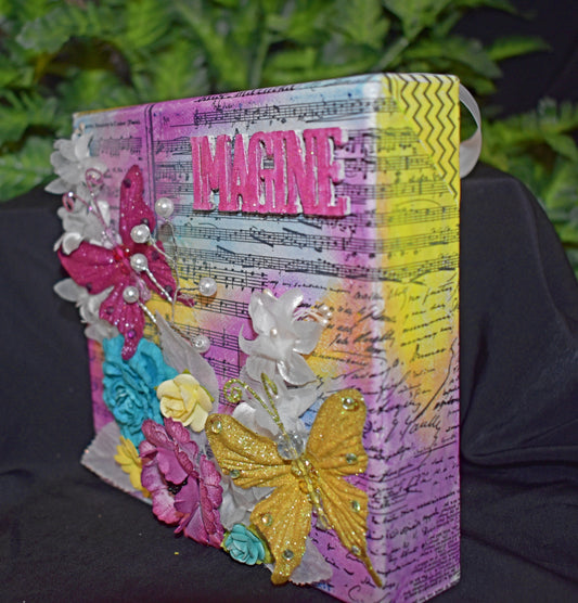 Handmade Mixed Media Flower Canvas 6 x 6