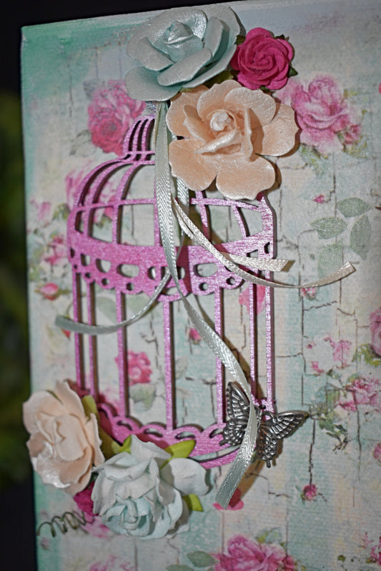 Mixed Media Rose Canvas 5 1/2 x 12