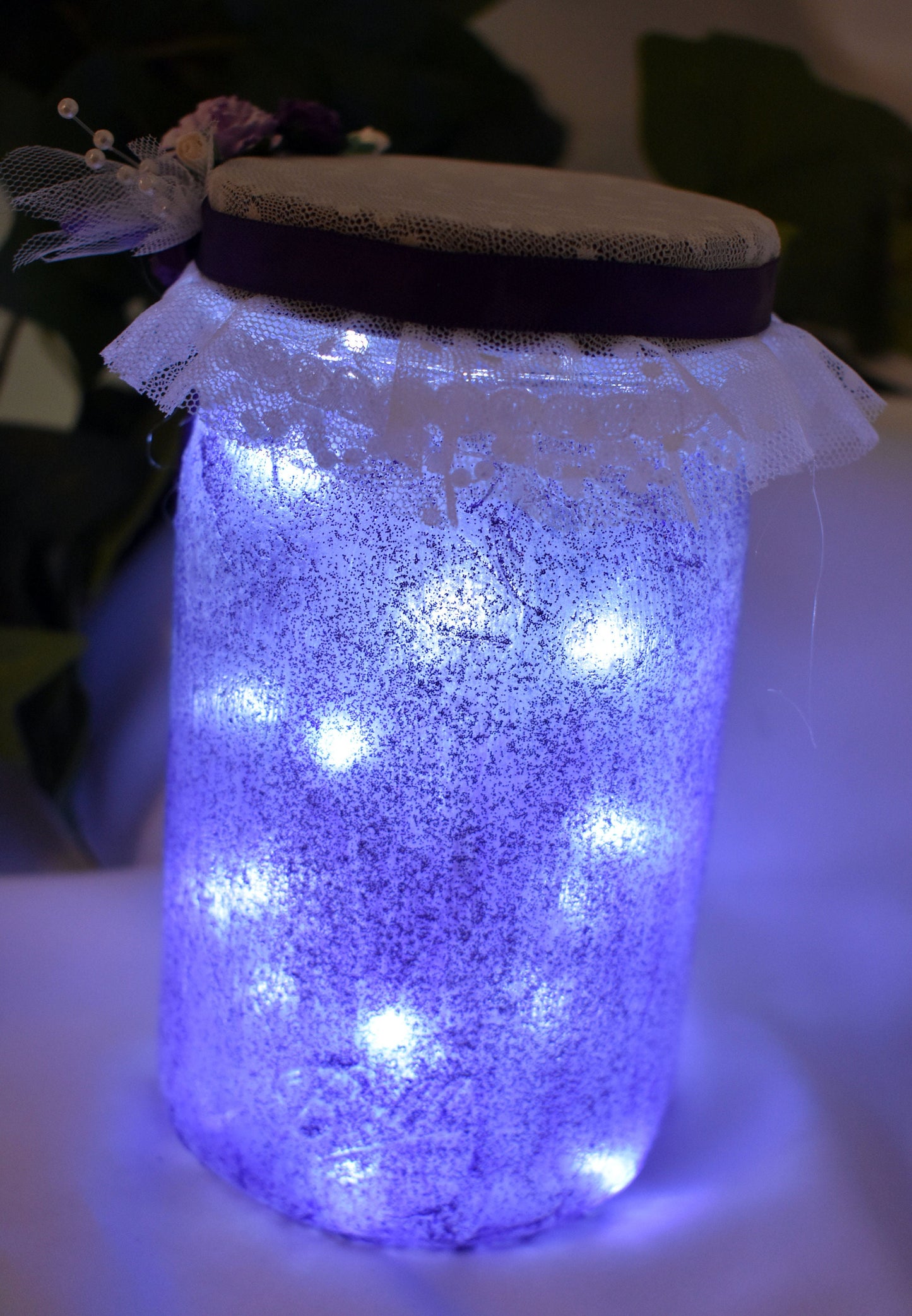 Handmade Purple Dragon Altered Mason Jar with Lights