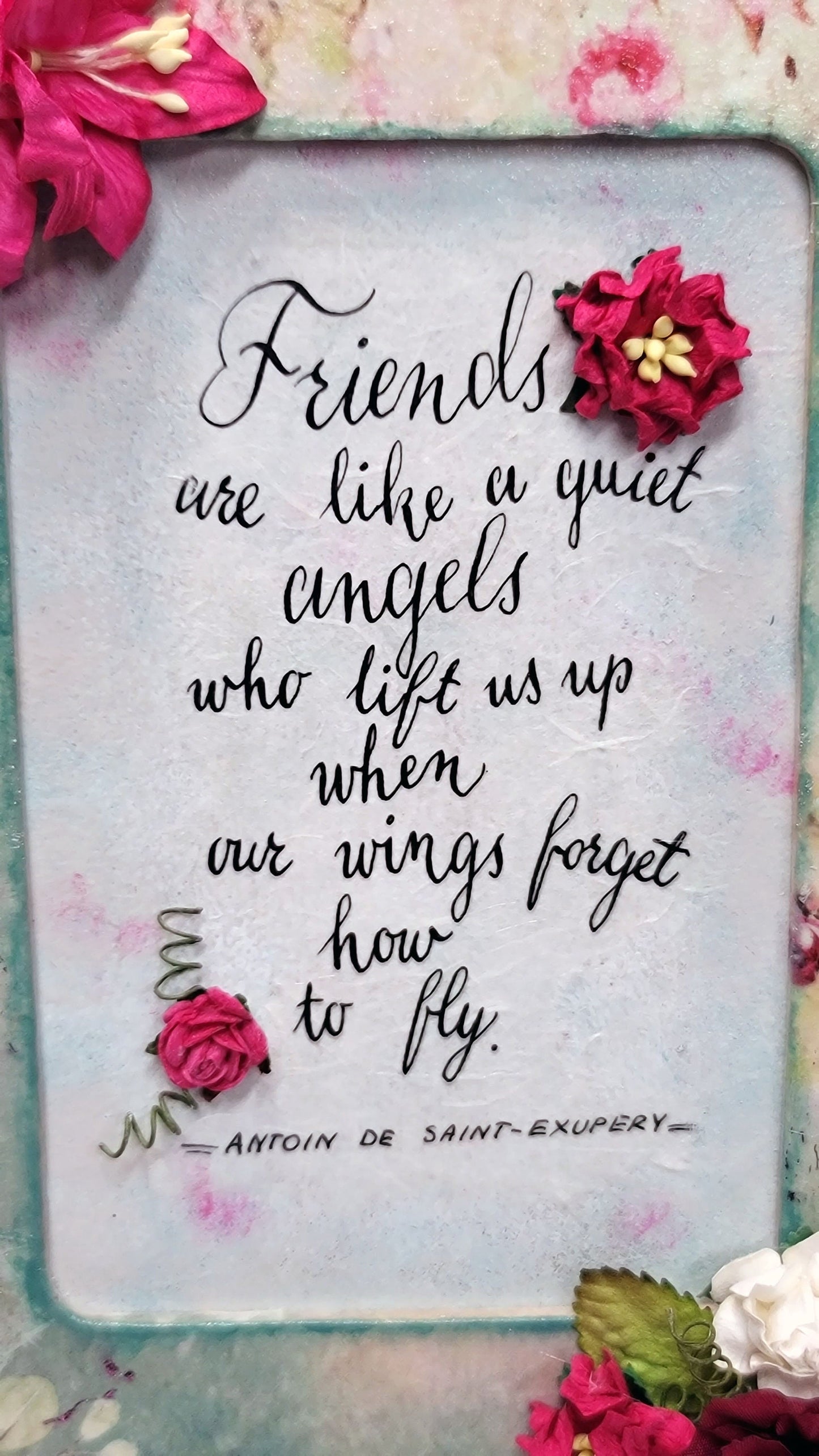 Handmade Altered Friendship Mixed Media Frame - 7-075