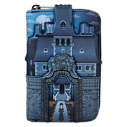 Wednesday Nevermore Castle Zip-Around Wallet