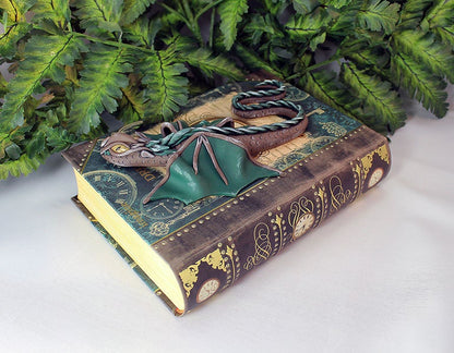Polymer Clay Brown and Green Dragon Book - 1-063