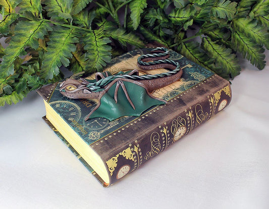 Polymer Clay Brown and Green Dragon Book - 1-063
