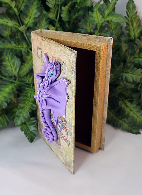 Handmade Purple Dragon on Storage Book