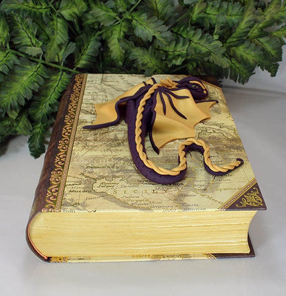 Handmade Purple and Gold Dragon on a Hollow Book