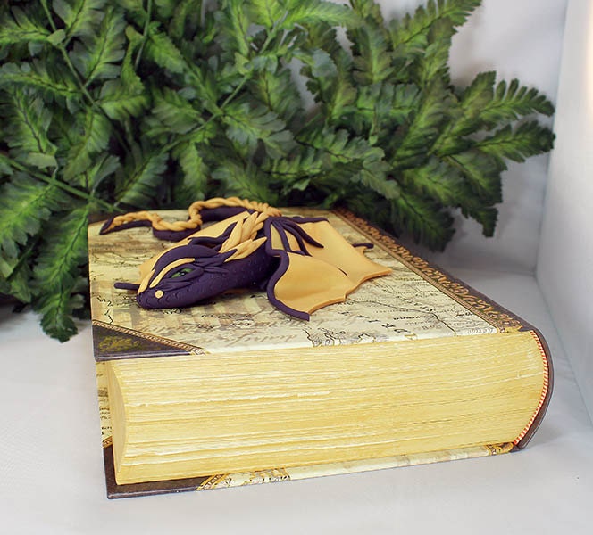 Handmade Purple and Gold Dragon on a Hollow Book