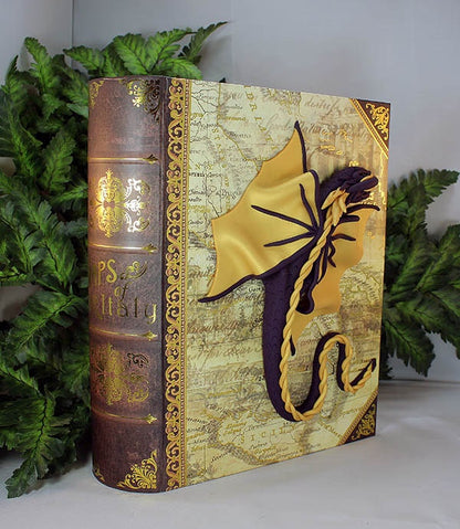 Handmade Purple and Gold Dragon on a Hollow Book