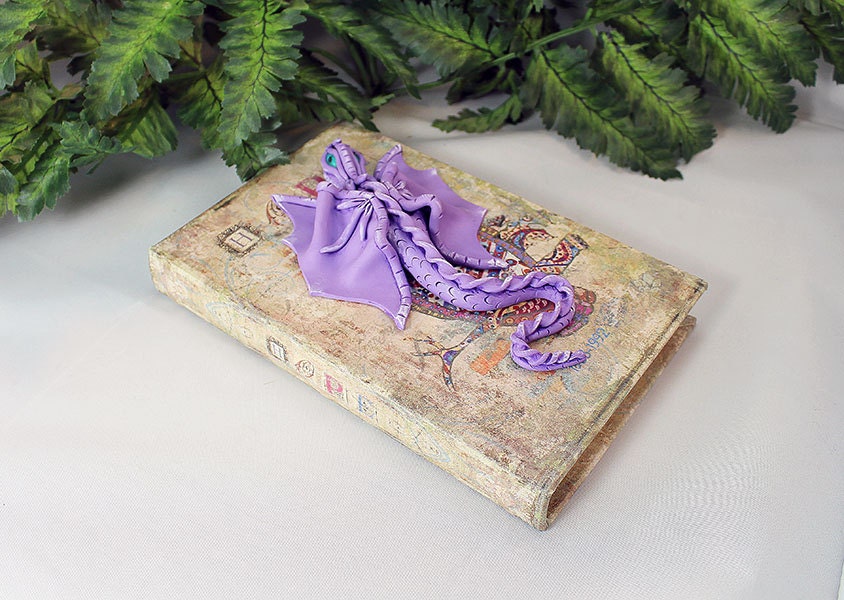 Handmade Purple Dragon on Storage Book