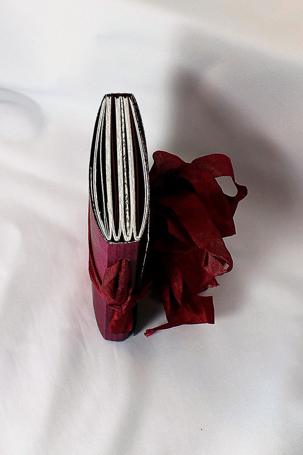 Handmade Red Gray Mixed Media Travel Journal