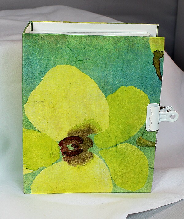 Handmade Flower Themed Mixed Media Journal with Pockets