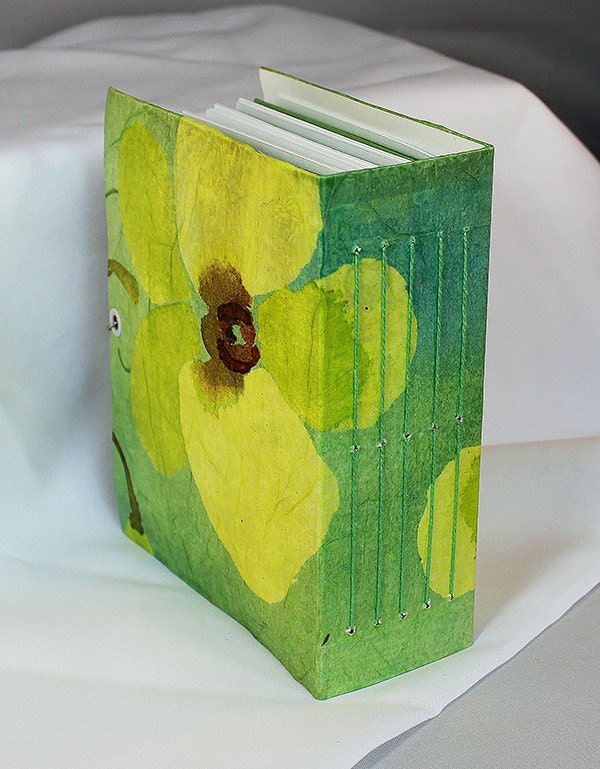 Handmade Flower Themed Mixed Media Journal with Pockets