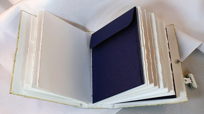Handmade Blue Mixed Media Journal with Pockets