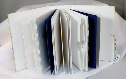 Handmade Blue Mixed Media Journal with Pockets