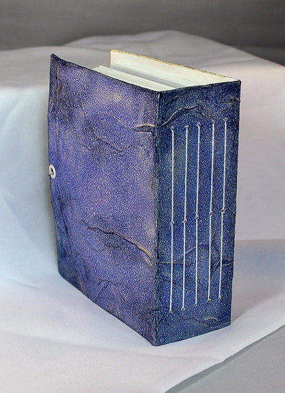 Handmade Blue Mixed Media Journal with Pockets