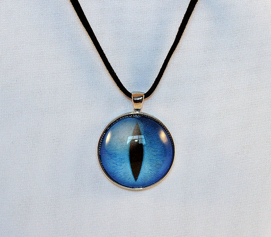 Large Blue Handcrafted Glass Dragon Eye Necklace - 13-004
