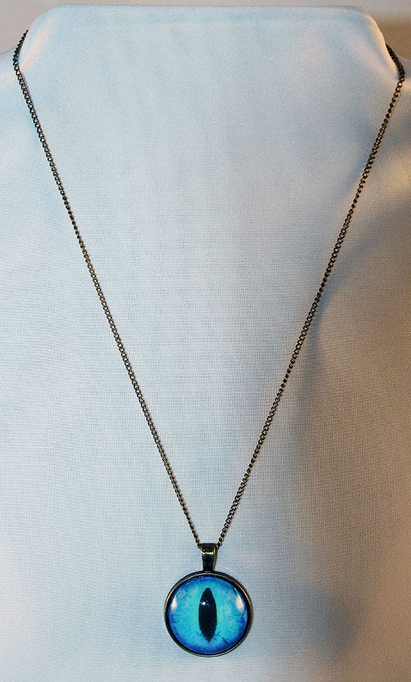 Blue Handcrafted Glass Dragon Eye Necklace - 13-001