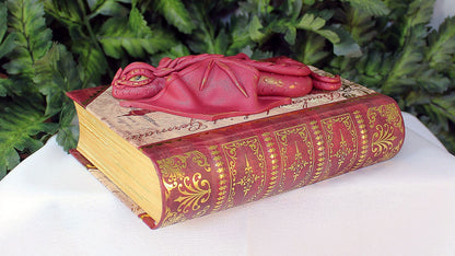 Handmade Burgundy Dragon on Hollow Book
