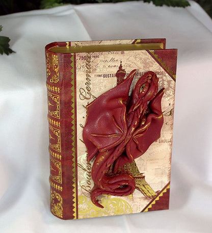 Handmade Burgundy Dragon on Hollow Book
