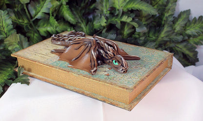 Handmade Brown and Silver Dragon on Hollow Book