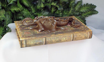 Handmade Brown Dragon on Hollow Book