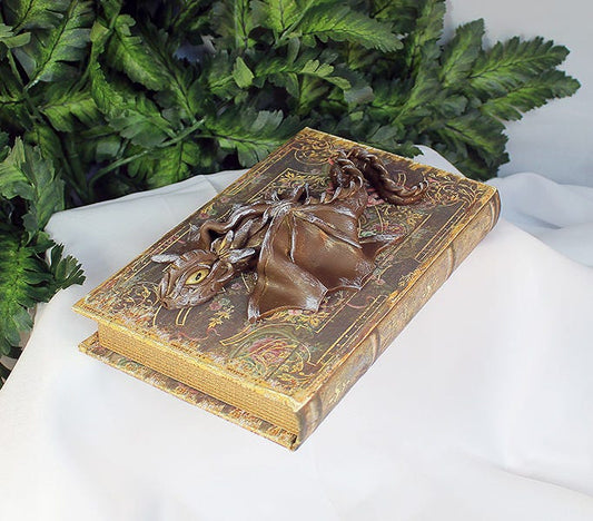 Polymer Clay Brown Dragon on Book - 1-073