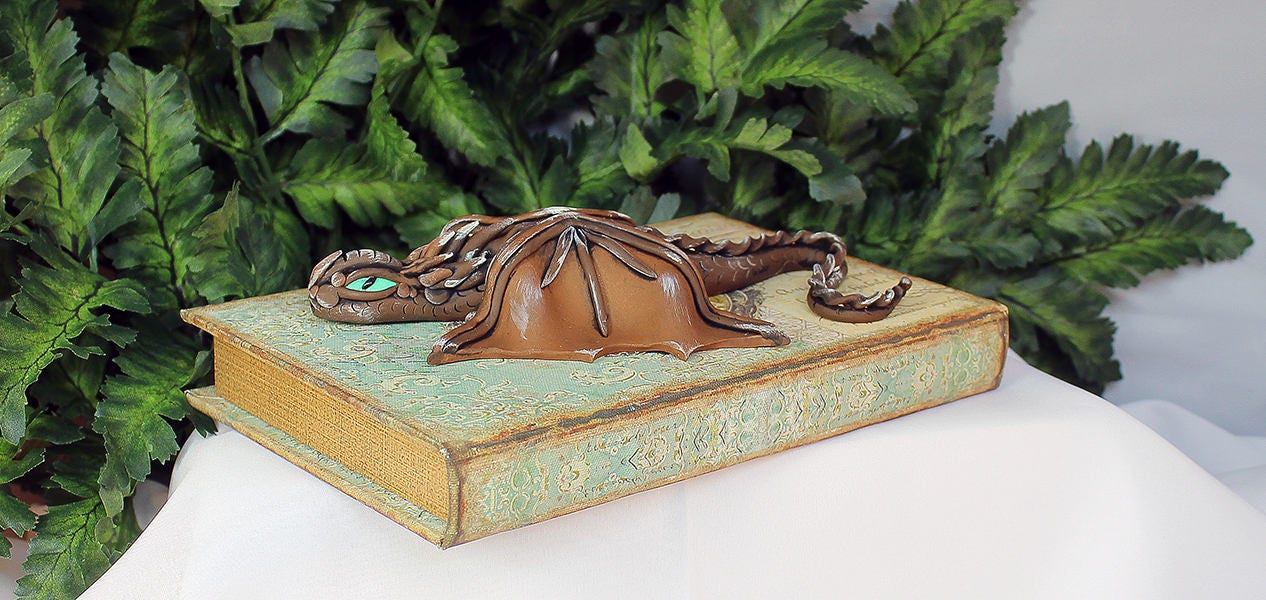 Handmade Brown and Silver Dragon on Hollow Book