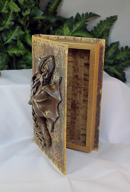 Handmade Brown Dragon on Hollow Book