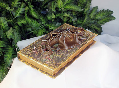 Handmade Brown Dragon on Hollow Book