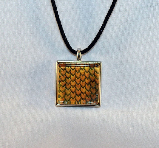 Yellow Handcrafted Glass Dragon Scale Necklace - 13-005C