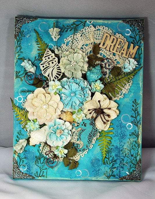 8 x 10 Handmade Mixed Media Flower Canvas - 11-002