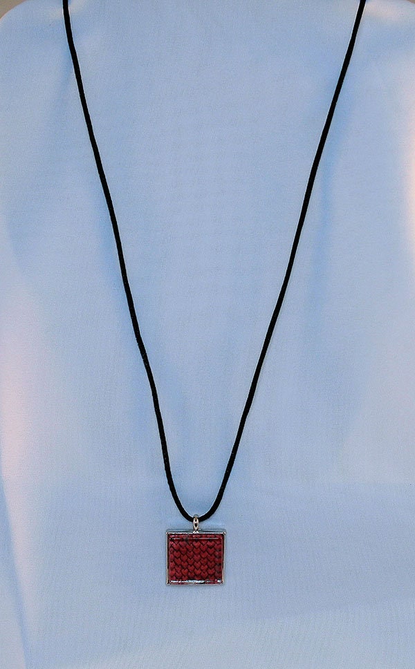 Red Handcrafted Glass Dragon Scale Necklace - 13-008B