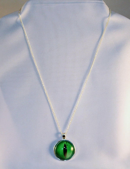Green Handcrafted Glass Dragon Eye Necklace - 13-001D