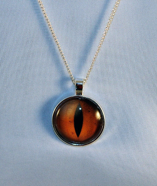 Yellow Handcrafted Glass Dragon Eye Necklace - 13-001F