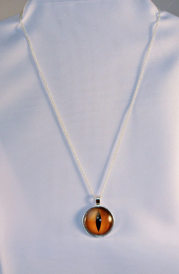 Yellow Handcrafted Glass Dragon Eye Necklace - 13-001F