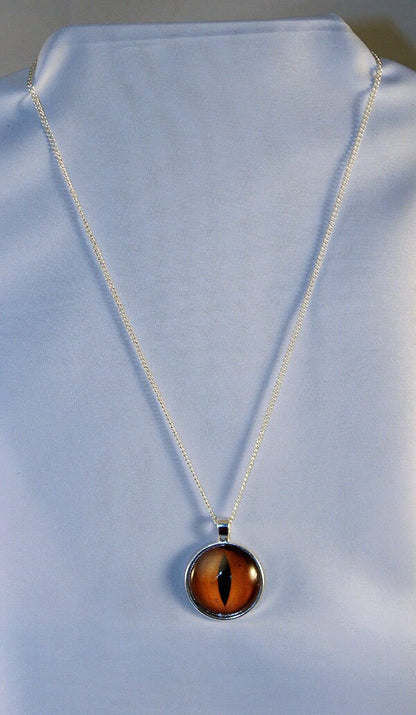 Yellow Handcrafted Glass Dragon Eye Necklace - 13-001F