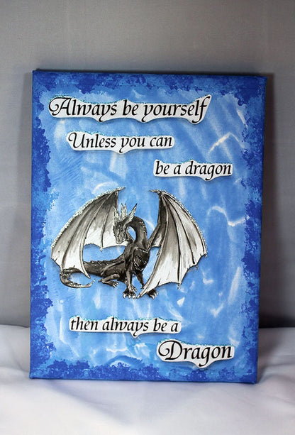 Handmade Mixed Media Canvas - Be A Dragon Painting - 10-015