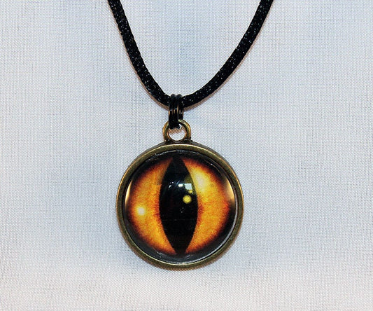Orange Handcrafted Glass Dragon Eye Necklace - 13-002B