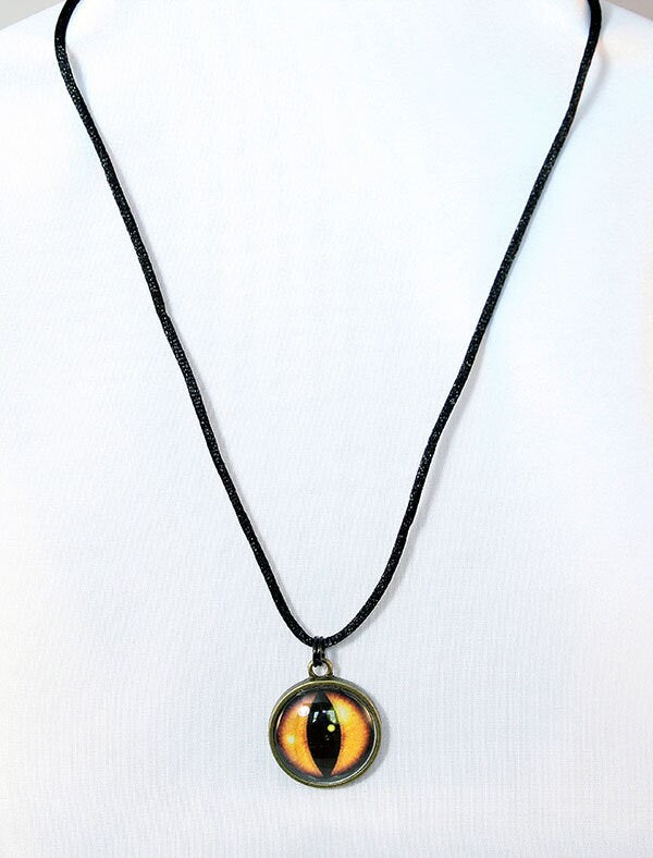 Orange Handcrafted Glass Dragon Eye Necklace - 13-002B