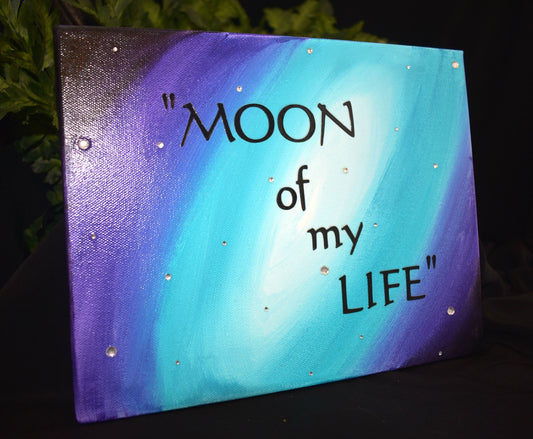 8x10 Handmade Mixed Media Moon Of My Life Canvas - 10-009