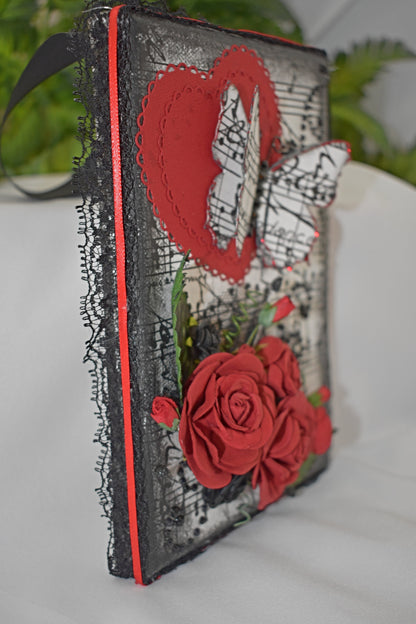 Mixed Media Heart Canvas 5 x 7