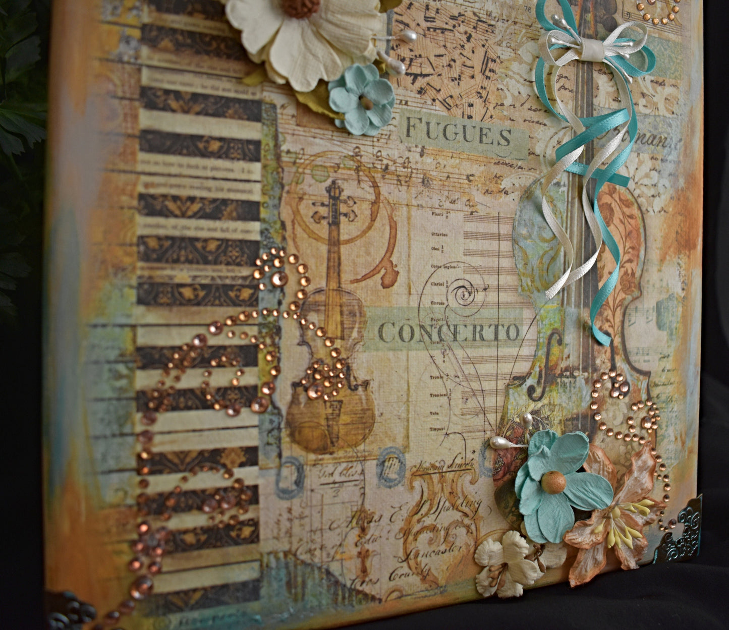 9 x 12 Rice Paper Mixed Media Handmade Canvas Music Violin Rice Paper - 11-008