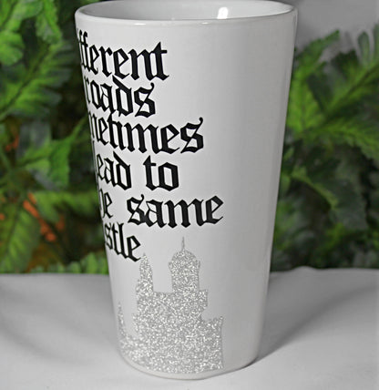 White "Different Roads" Funnel Mug - 9-031A