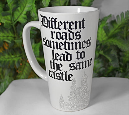 White "Different Roads" Funnel Mug - 9-031A