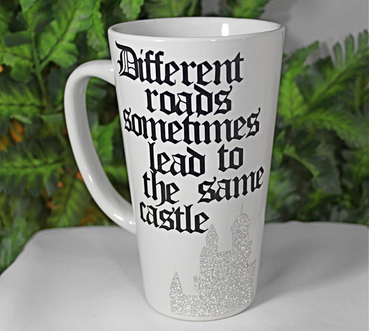 White "Different Roads" Funnel Mug - 9-031A