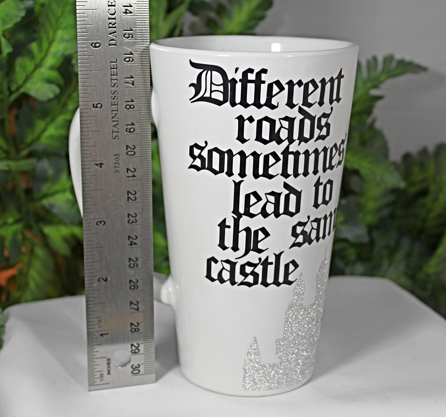 White "Different Roads" Funnel Mug - 9-031A