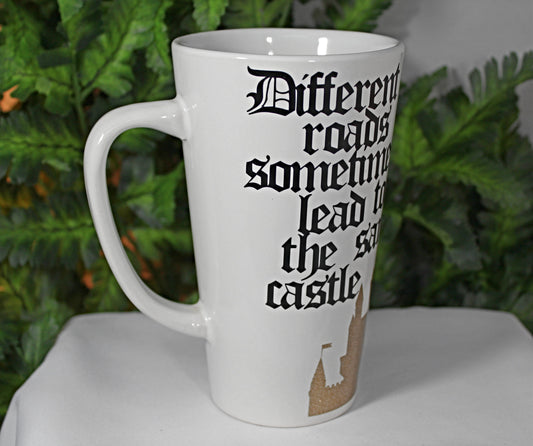 White "Different Roads" Funnel Mug - 9-031C