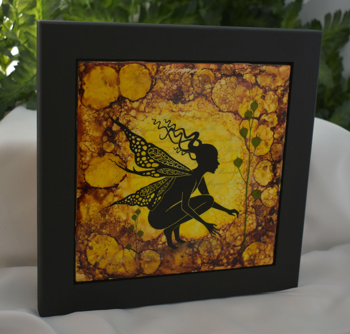 Framed Fairy Ceramic Tile Art