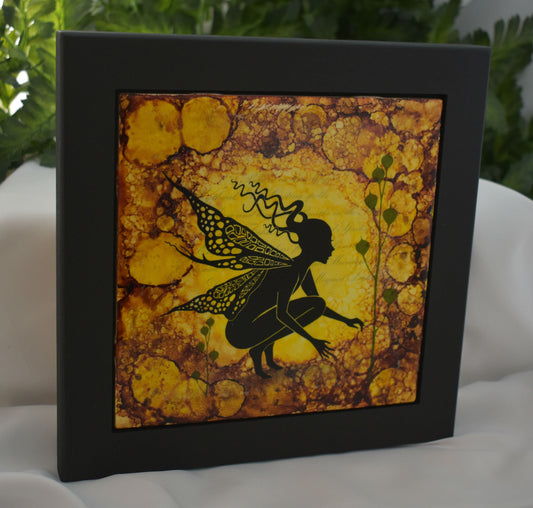 Framed Fairy Ceramic Tile Art